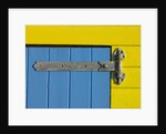 32 Number Sign on Beach hut close-up, Blue Background by Assaf Frank